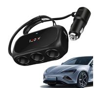 Patifirst Chargeur USB pour Voiture - Multiprise 3 Prises avec 2 Ports USB - Charge Rapide 120W Affichage Tension LED Compatible Appareils Tablettes