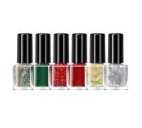Patifirst Coffret De Vernis À Ongles De Noël,Accessoires de Vernis Gel 6 Couleurs à Longue Durée - À Ongles Pailleté,Pour Festival Manucure Salon Maison Voyage Mariage Bridal Spa Fête Été