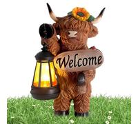 Patifirst Statue de Jardin Vache Highland | Décoration De Pelouse Mignonne pour Extérieur De Style Fermier,Lanterne Vache des Highlands d'Extérieur - pour Patio Cour Porche Balcon Maison Extérieur