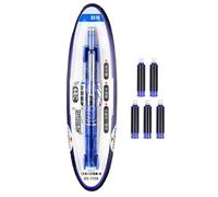Patifirst Stylo Plume Rétractable | Stylo Plume À Encre Rechargeable Avec 5 Cartouches,Pointe Fine 0.38mm Idéal pour Prise de Notes Rédaction Croquis Calligraphie Fournitures de Bureau
