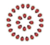 PATIKIL 0,4" Strass à Coudre, 50 Pcs Strass Cristal Forme Larme Larme Pierres Précieuses à Dos Plat Métal pour Artisanat Chaussures Robe Vêtements Boucle d'Oreille Ceinture, Rouge