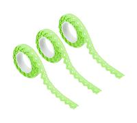 PATIKIL 0,6" Large 2 Yards Auto-Adhésif Dentelle Ruban Dentelle Ruban, 3 Paquet Coton Dentelle Autocollants Masquage Décoratif pour Artisanat Album DIY Carte Fabrication, Vert