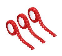 PATIKIL 0,6" Large 2 Yards Auto-Adhésif Dentelle Ruban Dentelle Ruban, 3 Paquet Coton Dentelle Autocollants Masquage Décoratif pour Artisanat Album DIY Carte Fabrication, Rouge