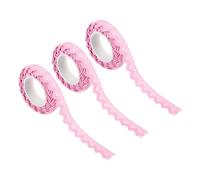 PATIKIL 0,6" Large 2 Yards Auto-Adhésif Dentelle Ruban Dentelle Ruban, 3 Paquet Coton Dentelle Autocollants Masquage Décoratif pour Artisanat Album DIY Carte Fabrication, Lumière Rose