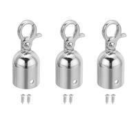 PATIKIL 0.8"x2" Embout De Cordage Pour Barriere, Lot De 3 Embouts De Cordon Embout De Barriere Avec Crochets Pour Controle Des Foules Diviseur De File D'Attente, Ton Argenté