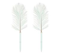 PATIKIL 1.0mm Stylos À Bille En Plume En Gros, 2Pcs Encre Noire Plume Vintage À Tige Plaquée Stylos Pour Bureau Mariage Signature Style 1, Bleu