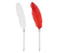 PATIKIL 1.0mm Stylos À Bille Plumes En Gros, 2Pcs Encre Noire Plume Vintage Tige Plaquée Stylos Pour Signature Style 2, Rouge/Blanc