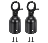 PATIKIL 1,1"x3,2" Poteau Corde Extrémité Bouchon, 2 Paquet Cordon Fin Caps Barrière Corde Fin Cap Attache Crochets pour Foule Contrôle File Attente Diviseur, Noir