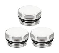 PATIKIL 1/2" BSP Mâle Filet Manuel Radiateur Air Ventilation Bouchon Vanne, 3 Paquet Nickel Plaqué Laiton Bouchons pour Radiateur Chauffage, Argenté Blanc