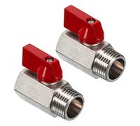 PATIKIL 1/2 NPT Laiton Mini Boule Vanne 2Pcs NPT Femelle à Mâle Obturateur Valve pour Tuyau Coupleur Connecteur Rouge