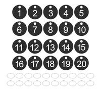 PATIKIL 1-20 Étiquettes Numérotées, 20Pcs Étiquettes Clé Ronde En Plastique Numérotées Avec Anneaux Pour Cadenas Casiers Organisateur réalisation Vêtements, Blanc-Noir