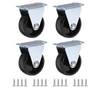 PATIKIL 1.25" Roues Rigides, 4 Roues Fixes Silencieuses Avec Vis M4 Capacité De Charge 24Kg Pour Meuble Établi Chariot Déplacement Unidirectionnel, Noir(Sans Frein)