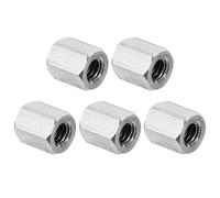 PATIKIL 1/4"-20 UNC Ecrou Hexagonal en Acier Inoxydable 304, 5Pcs 12mm Longueur Écrous de Raccordement Hexagonaux Raccord Fileté à Écrou Et Goujon, Fixations de Connexion, Argenté
