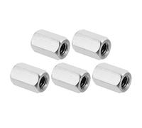 PATIKIL 1/4"-20 UNC Ecrou Hexagonal en Acier Inoxydable 304, 5Pcs 16mm Longueur Écrous de Raccordement Hexagonaux Raccord Fileté à Écrou Et Goujon, Fixations de Connexion, Argenté