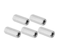 PATIKIL 1/4"-20 UNC Ecrou Hexagonal en Acier Inoxydable 304, 5Pcs 30mm Longueur Écrous de Raccordement Hexagonaux Raccord Fileté à Écrou Et Goujon, Fixations de Connexion, Argenté