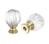 PATIKIL 1/4-27 Embout de Lampe Vintage pour Abat-Jour Harpe, 2Pcs Cache-Écrou à Vis, en Cristal Transparent en Forme de Boule de Citrouille pour Lampe de Table ou Lampadaire, Doré