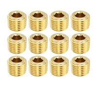PATIKIL 1/4" NPT Laiton Hex Tête Fraisée Bouchons, 12 Paquet Compteur Coulé Interne Hex Filetage Douille Tuyau Bouchons Mâle Raccords pour Eau Huile Gaz Tuyau