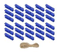 PATIKIL 1.4" Pinces À Linge En Bois Colorées, 50Pcs Mini Pinces À Linge Colorées En Avec 32Ft Corde En Jute Prise Solide Pinces Photos Pour Images suspendu Linge Sapphire
