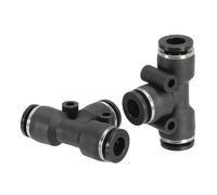 PATIKIL 1/4 pouce OD Té Plastique Poussez pour Connecter Raccords,2 Paquet T Forme 3 Voies Tube Connecter Pousser Ajuster Pousser Serrer PE-1/4 pour Air Eau RO Système, Noir