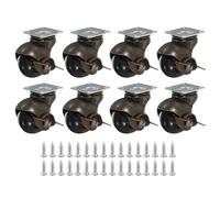 PATIKIL 1.5 Inch Ball Caster Wheels With Brake, 8 Pack 360° Rotating Swivel Top Plate Wheels Locking Caster With M8 Screws Pour Furniture Table Cabinet Bronze