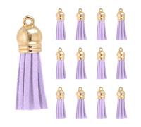 PATIKIL 1.5 inch Leather Tassels, 30 Pcs Faux Leather Suede Tassel Keychain Charm Bulk with Gold Cap pour DIY Craft Decor Handbags Bracelets Jewelry Making Keyring, Light Purple
