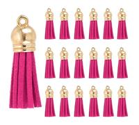 PATIKIL 1.5 inch Pompons Cuir, 100 Pcs Pompons Simili Cuir Suédé avec Capuchon Doré pour DIY Décoration Sacs À Main Bracelets Fabrication Bijoux Porte-Clefs, Rose Rouge