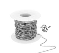 PATIKIL 1,5 mm x 56 ft 304 INOX Acier Bille Chaîne, 1 Ensemble Boule Chaîne Perle avec 100 pcs Correspondant Connecteur Fermoir pour Rideau Store Traction, Étiquette Anneaux, DIY