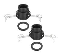 PATIKIL 1.5" Raccord en Aluminium À Came Et Rainure, 2 Pcs Part-D Bouchon De Poussière Adaptateur Mâle Filetage Femelle NPT Raccord À Came Déconnexion Rapide Coupleur, Noir
