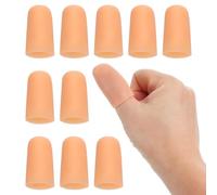 PATIKIL 1.6" Doigts En Gel De Silicone, 10 Pcs Manchons De Protection Pour Le Bout Des Doigts Capuchons Pour Doigts Et Pouce, Beige