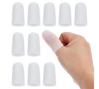 PATIKIL 1.6" Doigts En Gel De Silicone, 10 Pcs Protège-Bout Des Doigts Manchon Protège-Pouce Caps Pour Doigt, Blanc
