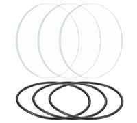 PATIKIL 1.7" Diamètre LED Lentille, 3 Ensemble Polished Bord Lampe Torche Verre Lentille avec Silicone Anneau pour luminaire Source Lentille Remplace, Transparent, Noir