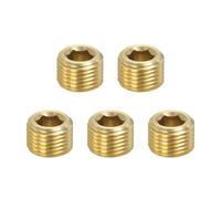 PATIKIL 1/8 inch Male BSP Pipe Plug Internal Hex Thread Socket, 5 Pack Hex Counter Sunk Solid Brass Pipe Plug Fitting Set for Pipe Air Tanks