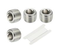 PATIKIL 1/8" NPT Male Raccord De Tube À Hexagone Interne, 4 Pcs 304 Acier Inoxydable Kit Assortiment Raccord Bouchon De Tube Tête Filetée À Frapper Adaptateur De Tube Avec Ruban, Argent