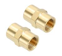 PATIKIL 1/8" x 1/8" Laiton NPT Coupleur, 2 Pack Femelle Hexagonal Tête de Pipe Raccord Coupleur pour les Tuyaux de Plomberie Domestique Bases de Pommeau de Douche, Or