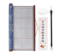 PATIKIL 1 Ensemble de tissu d'écriture à l'eau, Calligraphie Réutilisable Tissu d'écriture à l'eau Magique Vide Pinceaux de Grille Papier sans Encre Ensemble de Calligraphie Chinoise, Gris