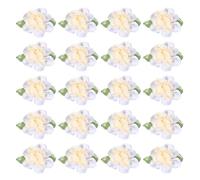 PATIKIL 1 Pouces Ruban Fleurs Noeuds pour l'Artisanat, 20 Pcs Mini Roses en Satin Fleurs Petites Têtes de Fleurs en Tissu DIY Appliques de Couture pour Cadeau Mariage, Beige/Blanc