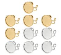 PATIKIL 10 Pcs Anneau En Acier Inoxydable 18mm Base Réglable Gold Silver