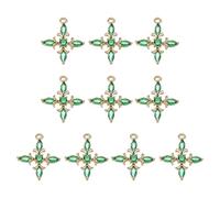 PATIKIL 10 Pcs Cristaux Strass Croix CharmeMini Perles Pendentif Croix En Cuivre Pour Fabrication Bijoux Bracelet Boucle D'Oreille Collier DIY Fait MainVert