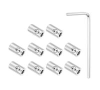 PATIKIL 10 Pcs Jeu De Serre-Câbles, 4mm Acier Inoxydable 304 M5 Double Trous Serrure Attaches Câble Fixations Sécurisées avec Clé Hexagonale M6 Vis pour Corde À Linge Gréement, Argent