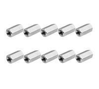 PATIKIL 10 Pièces Écrous D'Accouplement Hexagonaux En Acier Inoxydable 304 8#-32 UNC 12mm / 0.47" De Longueur Filetés Intégralement Connecteur De Tige Écrous À Tige Fixations Ton Argenté