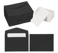 PATIKIL 100 Jeux D'Enveloppes Miniatures Avec Cartes Vierges, 4.5x3.2" Cartes De Note Vierges Et Enveloppes Pour Cadeau Invitation De Mariage Graduation Fete Thanksgiving Noel, Noir