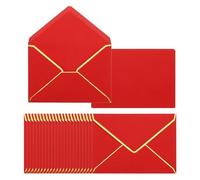 PATIKIL 100 Paquet A7 Enveloppes 5 x 7 Carte Noël Enveloppes V Rabat Enveloppe avec Or Bordures pour Bureau Mariage Cadeaux Cartes, Invitations, Photos, Graduation (Rouge)