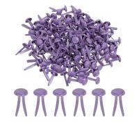 PATIKIL 100 Pcs Attaches Rapides en Laiton en Papier Broches Divisées Pastel Mini Clous Métalliques Tête Ronde Plaqués pour l'Artisanat Scrapbooking Fournitures DIY, Violet, 8 x 15 mm