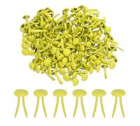 PATIKIL 100 Pcs Attaches Rapides en Laiton en Papier Broches Divisées Pastel Mini Clous Métalliques Tête Ronde Plaqués pour l'Artisanat Scrapbooking Fournitures DIY, Jaune, 8 x 15 mm
