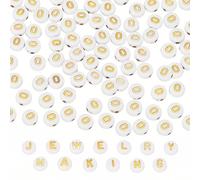 PATIKIL 100 Pcs Perles d'Alphabet Perles Lettre Acrylique Doré 4x7mm | pour l'Artisanat Fabrication Bracelets d'Amitié Et Bijoux, Lettre O