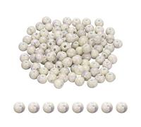 PATIKIL 100 Perles En Porcelaine 8 Mm Perles Libres Émail Changeant Blanc