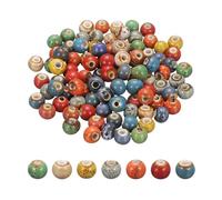 PATIKIL 100 Perles En Porcelaine, 8 Mm Rondes En Céramique Faites À La Main Perles Libres Pour Bracelet Collier Boucle D'Oreille Fabrication De Bijoux DIY, Couleur Mixte Émail Fleuri