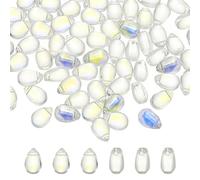 PATIKIL 100 Pièces Perles Forme Larme Verre Tchèque Transparent Ab 6x9mm | Perles Verre Transparentes à Trous Supérieurs Cristal, Perles Forme Larme Pluie Bombées