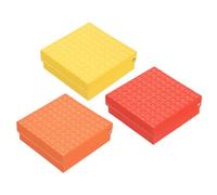PATIKIL 100 Puits Boîte De Stockage Congélateur Pour Tubes De Centrifugeuse, 6Pcs Support En Carton Étanche Pour Tubes De 0.5ml, 1.5ml, 1.8ml, 2ml Flacons Échantillons, Jaune Rouge Orange