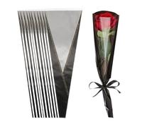 PATIKIL 100 Sachets D’Emballage Pour FleursManches D’Emballage Pour Bouquets Noirs Avec Rubans Bord Doré Pour Mariage Anniversaire Diplôme Arrangement Cadeau17.7"x4.7"x1.2"